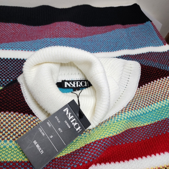 Inserch mens long sleeve turtleneck Multicolored sweater size small - Picture 5 of 9